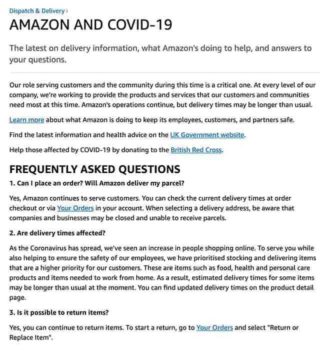 customer relationship crisis faq amazon