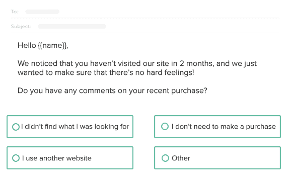 Activate leaving customer via survey 