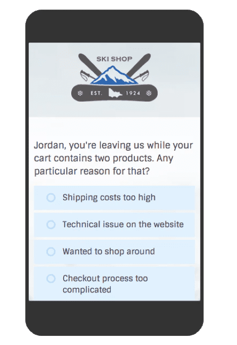 cart abandoment mobile survey